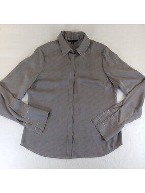 Brooks Brothers Women's Black White Houndstooth Blouse SIZE 12 French Cuffs